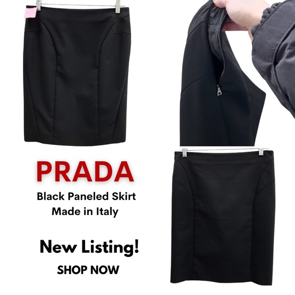 PRADA Black Paneled Skirt Made in Italy Size 4 - Picture 1 of 7